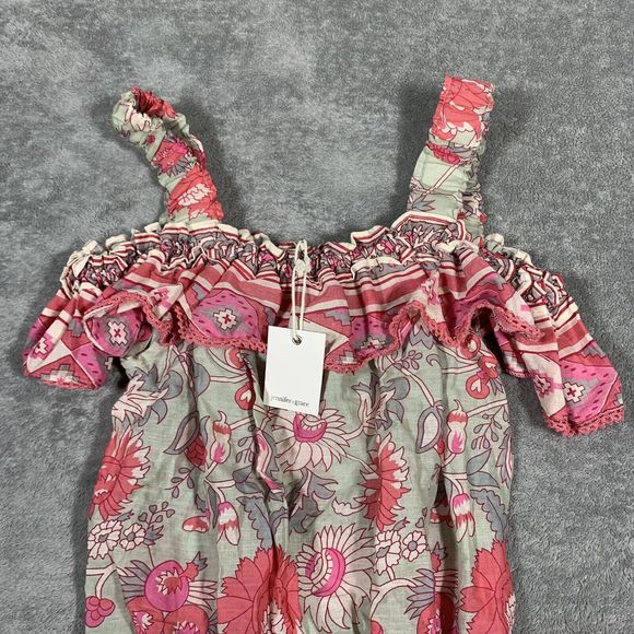 Jennifer Grace NWT Women’s Gray Pink Boho Off Shoulder Floral Top Size Small - Picture 9 of 9